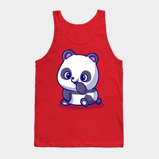 Cute Panda Is Sitting Cartoon Tank Top